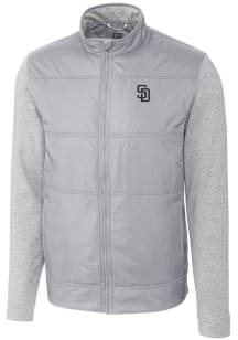 Cutter and Buck San Diego Padres Mens Grey Stealth Hybrid Quilted Medium Weight Jacket