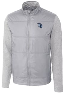 Cutter and Buck Tampa Bay Rays Mens Grey Stealth Hybrid Quilted Medium Weight Jacket