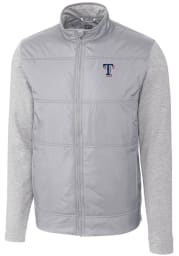 Cutter and Buck Texas Rangers Mens Grey Stealth Hybrid Quilted Long Sleeve Full Zip Jacket