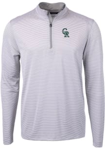 Cutter and Buck Colorado Rockies Mens Grey City Connect Virtue Eco Pique Big and Tall 1/4 Zip Pu..