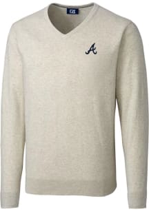 Cutter and Buck Atlanta Braves Mens Oatmeal Lakemont Long Sleeve Sweater