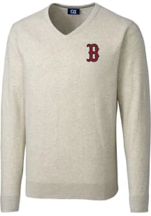 Cutter and Buck Boston Red Sox Mens Oatmeal Lakemont Long Sleeve Sweater