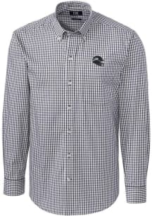 Cutter and Buck Seattle Seahawks Mens Charcoal Helmet Easy Care Gingham Long Sleeve Dress Shirt