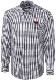 Cutter and Buck Washington Commanders Mens Charcoal Helmet Easy Care Gingham Long Sleeve Dress S..