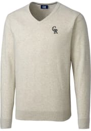 Cutter and Buck Colorado Rockies Mens Oatmeal Lakemont Long Sleeve Sweater