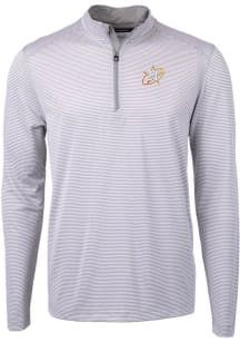 Cutter and Buck Houston Astros Mens Grey City Connect Virtue Eco Pique Stripe Big and Tall 1/4 Z..