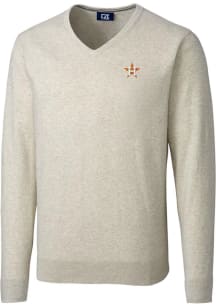 Cutter and Buck Houston Astros Mens Oatmeal Lakemont Long Sleeve Sweater