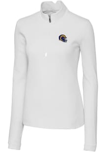 Cutter and Buck Los Angeles Rams Womens White Helmet Traverse 1/4 Zip Pullover