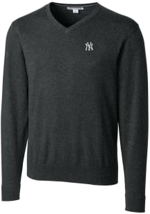 Cutter and Buck New York Yankees Mens Charcoal Lakemont Long Sleeve Sweater