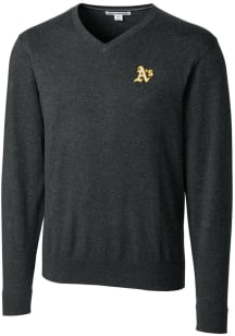 Cutter and Buck Oakland Athletics Mens Charcoal Lakemont Long Sleeve Sweater