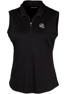Cutter and Buck Carolina Panthers Womens Black Helmet Forge Polo Shirt