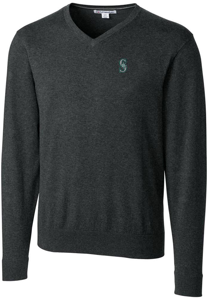 Cutter and Buck Seattle Mariners Mens Charcoal Lakemont Long Sleeve Sweater
