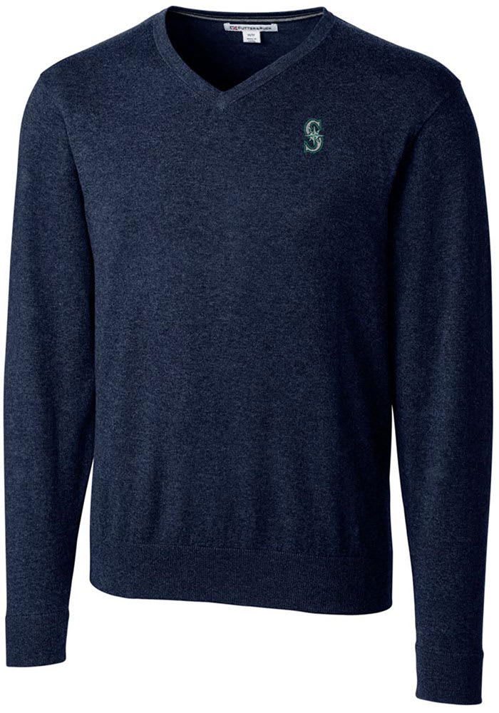 Cutter and Buck Seattle Mariners Mens Navy Blue Lakemont Long Sleeve Sweater