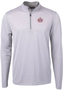 Cutter and Buck Miami Marlins Mens Grey City Connect Virtue Eco Pique Big and Tall 1/4 Zip Pullo..