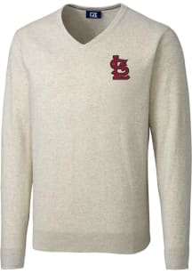 Cutter and Buck St Louis Cardinals Mens Oatmeal Lakemont Long Sleeve Sweater
