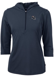 Cutter and Buck Denver Broncos Womens Navy Blue Virtue Eco Pique Hooded Sweatshirt