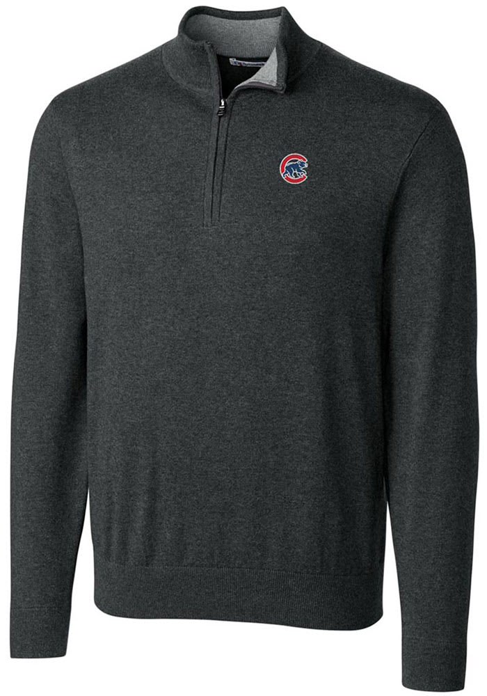 Cutter and Buck Chicago Cubs Mens Charcoal Lakemont Long Sleeve 1/4 Zip Pullover