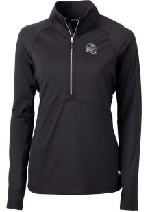 Cutter and Buck Carolina Panthers Womens Black Helmet Adapt Eco 1/4 Zip Pullover
