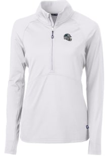 Cutter and Buck Carolina Panthers Womens White Helmet Adapt Eco 1/4 Zip Pullover