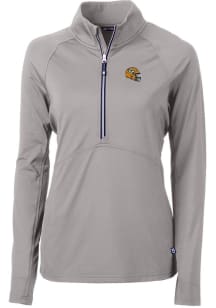 Cutter and Buck Green Bay Packers Womens Grey Helmet Adapt Eco 1/4 Zip Pullover