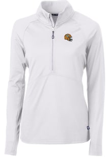 Cutter and Buck Green Bay Packers Womens White Helmet Adapt Eco 1/4 Zip Pullover