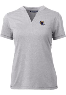 Cutter and Buck Los Angeles Rams Womens Grey Helmet Forge Short Sleeve T-Shirt