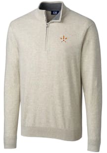 Cutter and Buck Houston Astros Mens Oatmeal Lakemont Long Sleeve 1/4 Zip Pullover