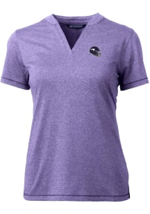 Cutter and Buck Minnesota Vikings Womens Purple Helmet Forge Short Sleeve T-Shirt