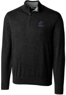 Cutter and Buck Miami Marlins Mens Black Lakemont Long Sleeve 1/4 Zip Pullover