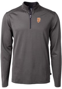 Cutter and Buck San Francisco Giants Mens Black City Connect Virtue Eco Pique Big and Tall 1/4 Z..