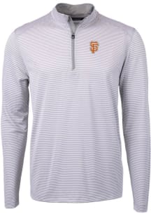 Cutter and Buck San Francisco Giants Mens Grey City Connect Virtue Eco Pique Big and Tall 1/4 Zi..