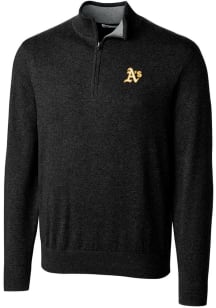 Cutter and Buck Oakland Athletics Mens Black Lakemont Long Sleeve 1/4 Zip Pullover