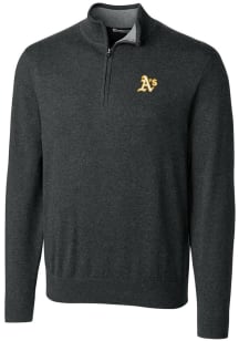 Cutter and Buck Oakland Athletics Mens Charcoal Lakemont Long Sleeve 1/4 Zip Pullover