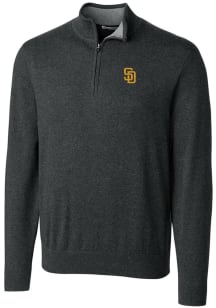 Cutter and Buck San Diego Padres Mens Charcoal Lakemont Long Sleeve 1/4 Zip Pullover
