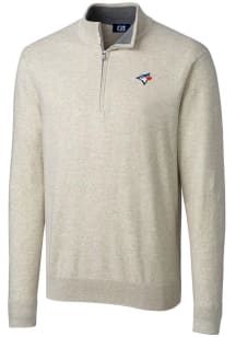 Cutter and Buck Toronto Blue Jays Mens Oatmeal Lakemont Long Sleeve 1/4 Zip Pullover