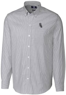 Cutter and Buck Chicago White Sox Mens Charcoal Stretch Oxford Stripe Long Sleeve Dress Shirt