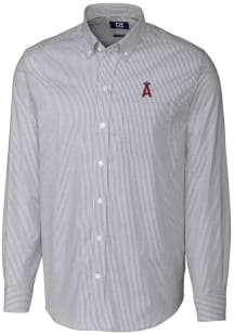 Cutter and Buck Los Angeles Angels Mens Charcoal Stretch Oxford Stripe Long Sleeve Dress Shirt