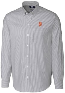 Cutter and Buck San Francisco Giants Mens Charcoal Stretch Oxford Stripe Long Sleeve Dress Shirt