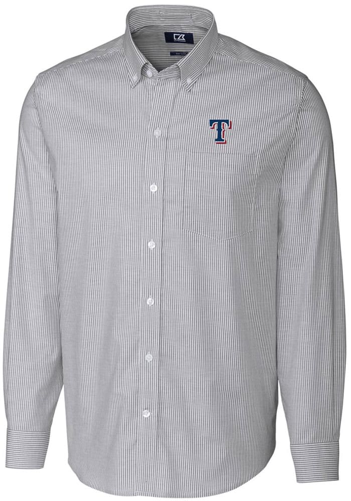 Texas Rangers Cutter & Buck Stretch Oxford Mens Short Sleeve Dress Shirt -  Cutter & Buck
