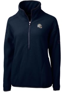 Cutter and Buck Los Angeles Chargers Womens Navy Blue Cascade Sherpa 1/4 Zip Pullover