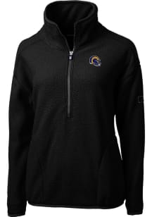 Cutter and Buck Los Angeles Rams Womens Black Cascade Sherpa 1/4 Zip Pullover