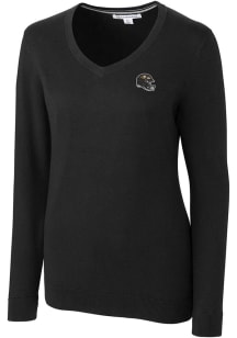 Cutter and Buck Baltimore Ravens Womens Black Helmet Lakemont Long Sleeve Sweater