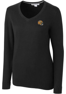 Cutter and Buck Green Bay Packers Womens Black Helmet Lakemont Long Sleeve Sweater