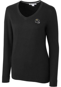 Cutter and Buck Jacksonville Jaguars Womens Black Helmet Lakemont Long Sleeve Sweater