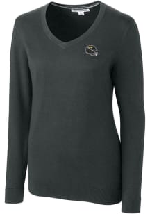 Cutter and Buck Jacksonville Jaguars Womens Charcoal Helmet Lakemont Long Sleeve Sweater