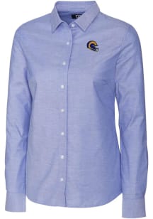 Cutter and Buck Los Angeles Rams Womens Stretch Oxford Long Sleeve Blue Dress Shirt