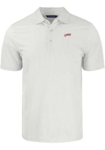 Cutter and Buck SMU Mustangs White Pike Symmetry Vault Big and Tall Polo