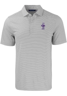 Cutter and Buck K-State Wildcats Grey Forge Double Stripe Vault Big and Tall Polo