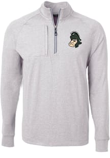 Cutter and Buck Michigan State Spartans Mens Grey Adapt Heathered Long Sleeve Qtr Zip Pullover
