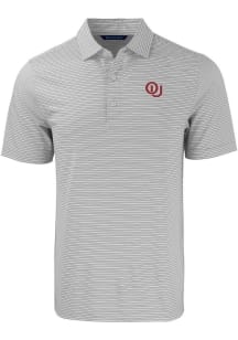 Cutter and Buck Oklahoma Sooners Grey Forge Double Stripe Vault Big and Tall Polo